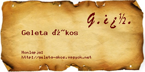Geleta Ákos névjegykártya